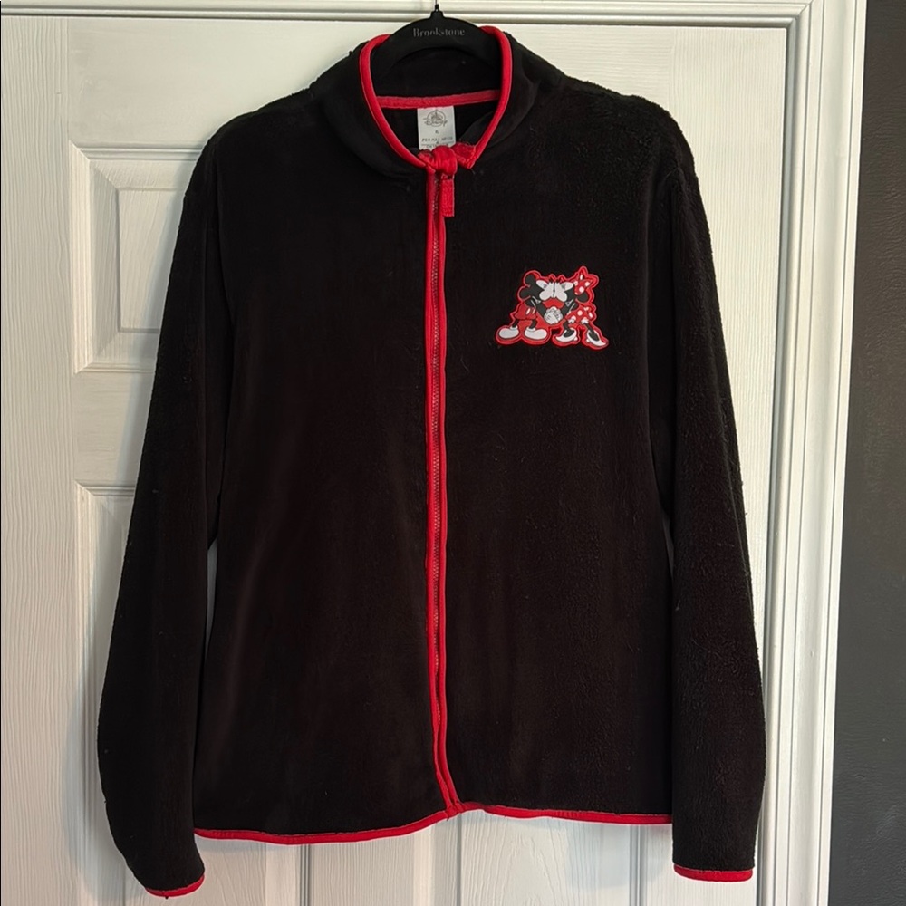 Disney Mickey and Minnie Black Fleece Jacket with Red Trim